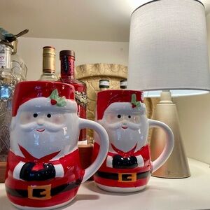 PAIR of Adorable Santa Mugs
